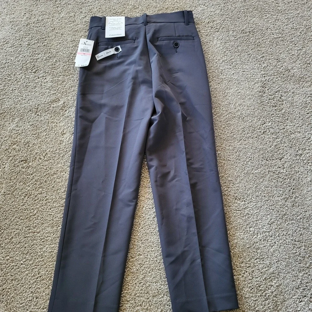 Calvin Klein Kids Flat Front Stretch Slim Fit Pants‎ Gray Size 10 Regular NWT